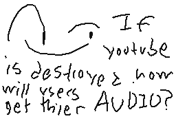 Drawn comment by Dermorew
"If youtube is destroyed how will users get their audio?"