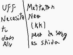 Drawn comment by Ⓐnfel
"UFF Necesita t, dsn Aliv Metjatjatn Nes (kk) pero in song as shida."