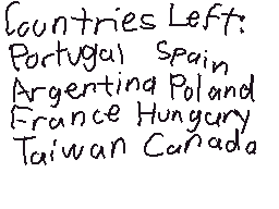 Drawn comment by Casjin
"Countries Left: Portugal Spain Argentina Poland France Hungary Taiwan Canada"