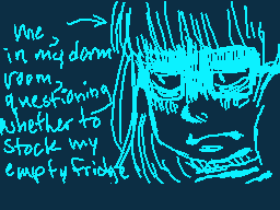 Drawn comment by LilyCelebi
"me, in my dorm room, questioning whether to stock my empty fridge"