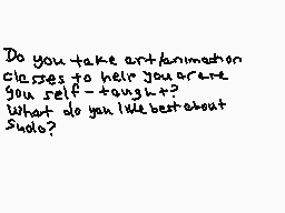 Drawn comment by wolfire
"Do you take art/animation classes to help you create yourself tough? What do you like best about Suda?"