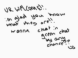 Drawn comment by $alad!!
"UR WFL(CANT)!! im ajded you know what they are!! wanna chat in green chat by any chance?"