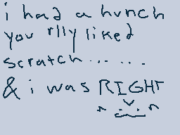 Drawn comment by moofie
"i had a hunch you rlly liked scratch...... & i was RIGHT 😊"