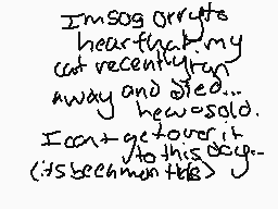 Drawn comment by McStab™
"I'm so sorry to hear that my cat recently ran away and died... I've sold it. I can't get over it. This is common."