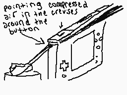 Drawn comment by raveglitch
"pointing compressed air in the cistuses around the button"