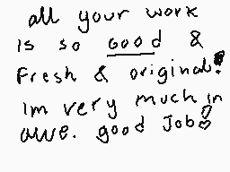 Drawn comment by MiahMouse
"all your work is so good & Fresh & original! I'm very much aww. good jobs"