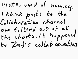 Drawn comment by Dee
"Matt, word of warning, I think posts to the Collaboration channel are filtered out of all the chats. It happened to Zed's collaboration."