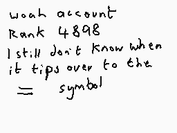 Drawn comment by DEE_2
"woah account Rank 4898 I still don't know when it tips over to the = symbol"