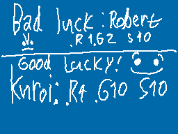 Drawn comment by Tugay Dost
"Bad luck: Robert R1.62 s to Good lucky! Knroi: R4 G10 S10"