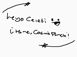 Drawn comment by CandⓎやuff♥
"Heyo Celebi 😊 It's me, Cosmic Punch!"