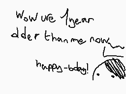Drawn comment by ★SudoAdam★
"Wow we're 1 year older than me now. happy-bday!"